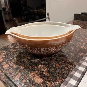 Vintage Brown Floral Mixing Bowl